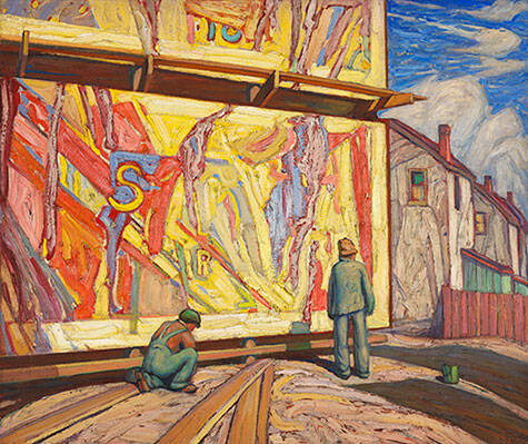 Pour fter son 150e anniversaire du Canada, LImpriale fait don de 43 uvres dart  15 muses et galeries  la valeur de ces uvres est estime  6 millions de dollars. Photo :Billboard Jazz, une uvre de Lawren S. Harris, offerte au Muse des beaux-arts du Canada.